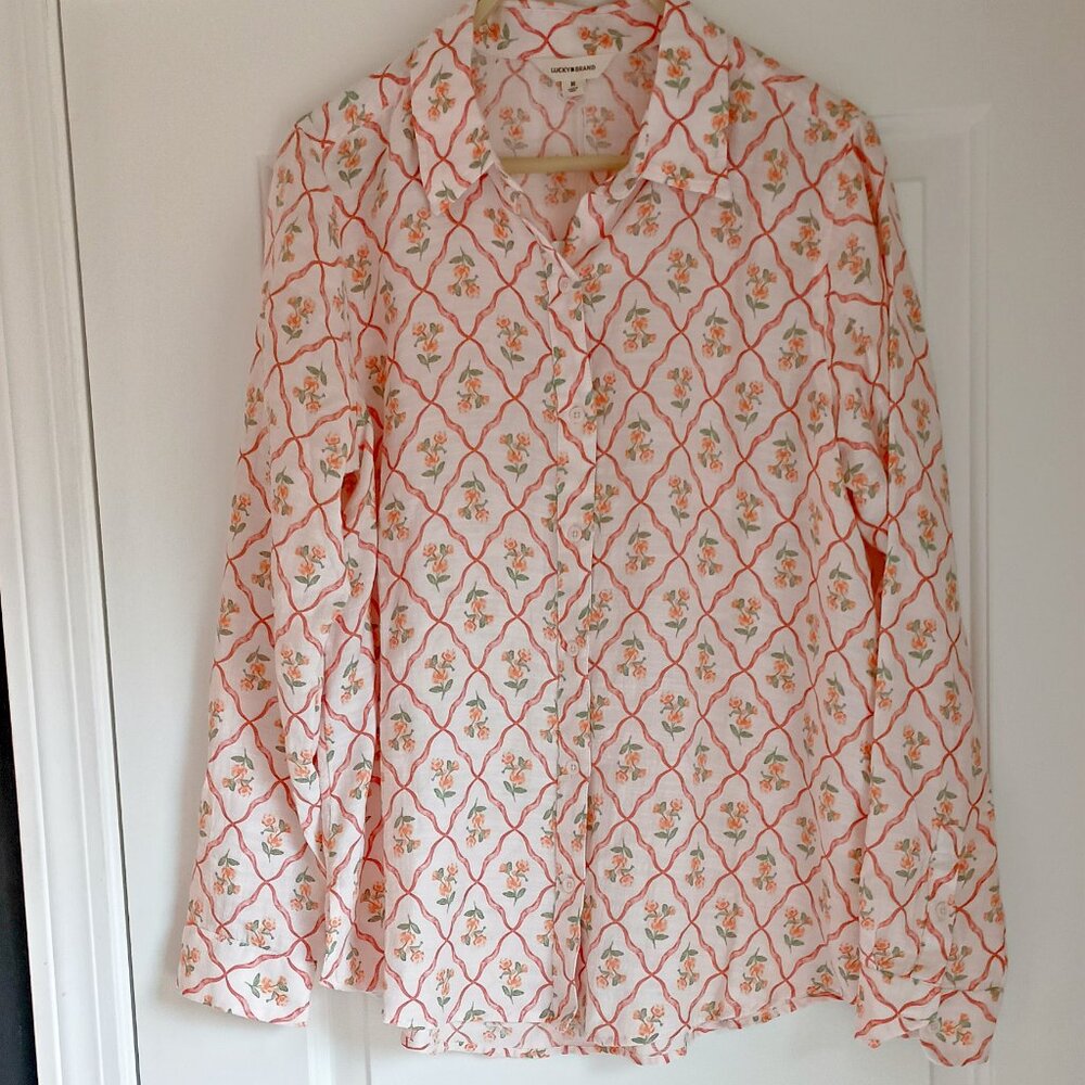 NEW! LUCKY BRAND TRELLIS FLORAL BLOUSE $79.50